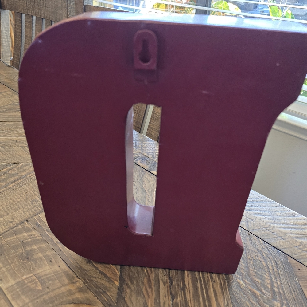 Red Rustic Letter "D" Wall Hanger or Shelf Decor - Picture 4 of 6